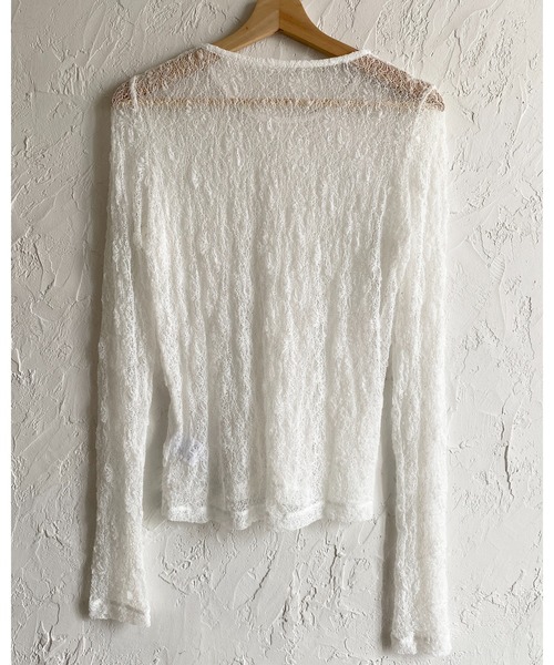 She's Closet(シーズクローゼット)の「長袖クルーネック透かし編みストレッチレースシアートップス(Tシャツ/カットソー・レディース・ブラック/ホワイト/ブラウン/アイボリー・FREE)」の19枚目の写真