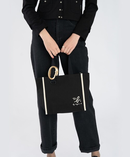 To b. by agnes b.(トゥービーバイアニエスベー)の「To b. by agnes b.× green label relaxing コットン パイピング ミニトートバッグ(トートバッグ・レディース・ブラック・FREE)」の7枚目の写真
