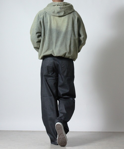 NYLAUS（ナイラス）の「【NYS】コーティングデニム フロッキーデニム カーブパンツ ロングパンツ カーブストレートパンツ セットアップ対応（デニムパンツ・メンズ・ブラウン/ブラック系その他/ブラック・L/M）」の16枚目の写真