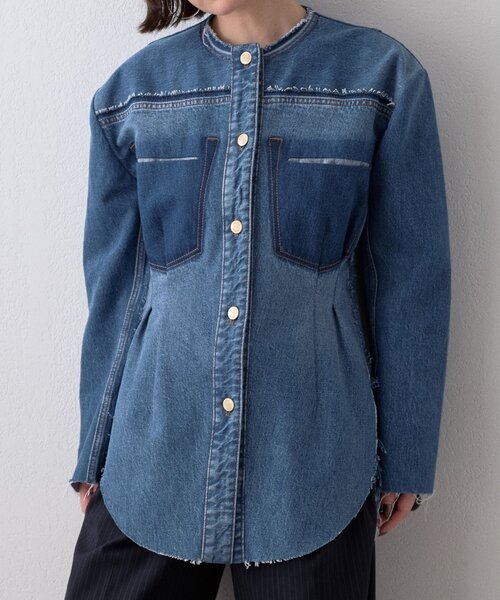 Whim Gazette（ウィムガゼット）の「【LITKOVSKA】別注FITTED DENIM JACKET（デニムジャケット・レディース・ブルー・34）」の3枚目の写真