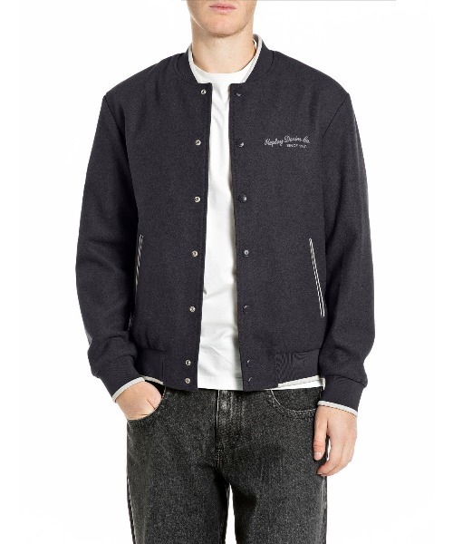 REPLAY(リプレイ)の「ウールブレンド バーシティジャケット(スタジャン・メンズ・ネイビー・SMALL/MEDIUM/LARGE)」の1枚目の写真