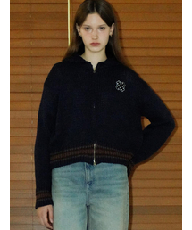 Logo Two-way zip up Cardigan (Navy)