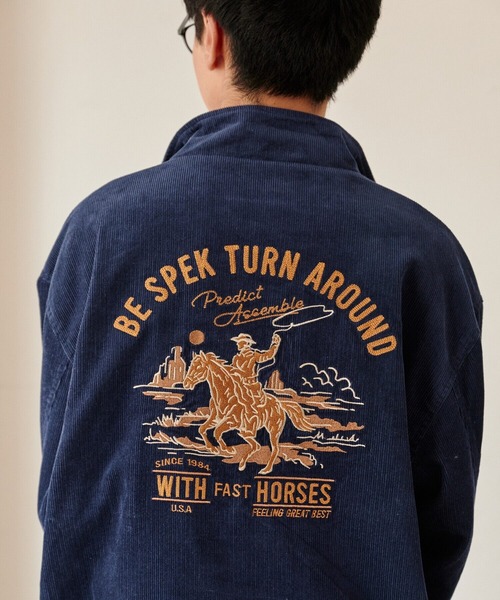 POWER TO THE PEOPLE(パワートゥーザピープル)の「コーデュロイ刺繍スタンドジャケット(ブルゾン・メンズ・ブラウン/ネイビー/マスタード・MEDIUM/LARGE/X-LARGE)」の8枚目の写真
