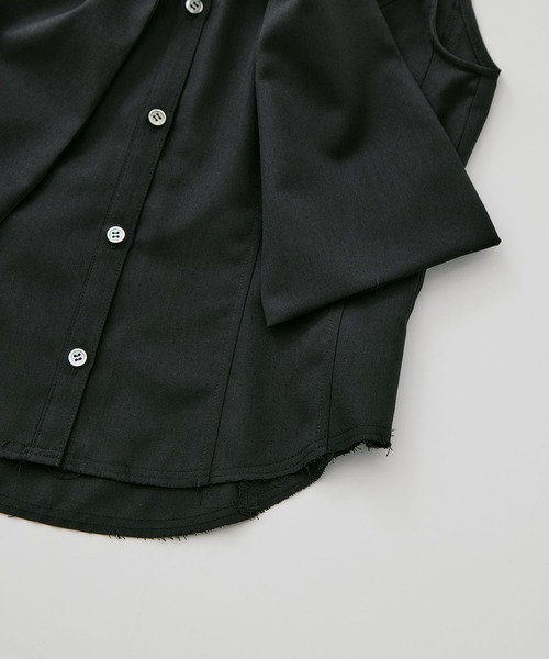 CONZ（コンズ）の「tied sleeve-less shirt（シャツ/ブラウス・レディース・ライトグレー/ストライプ/ブラック・1/2）」の6枚目の写真