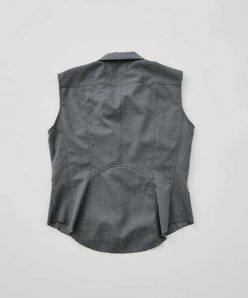 CONZ（コンズ）の「tied sleeve-less shirt（シャツ/ブラウス・レディース・ライトグレー/ストライプ/ブラック・1/2）」の12枚目の写真