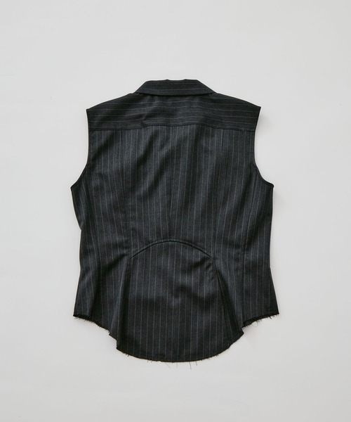 CONZ（コンズ）の「tied sleeve-less shirt（シャツ/ブラウス・レディース・ライトグレー/ストライプ/ブラック・1/2）」の16枚目の写真