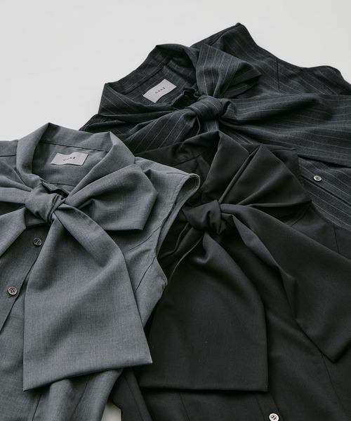 CONZ（コンズ）の「tied sleeve-less shirt（シャツ/ブラウス・レディース・ライトグレー/ストライプ/ブラック・1/2）」の17枚目の写真