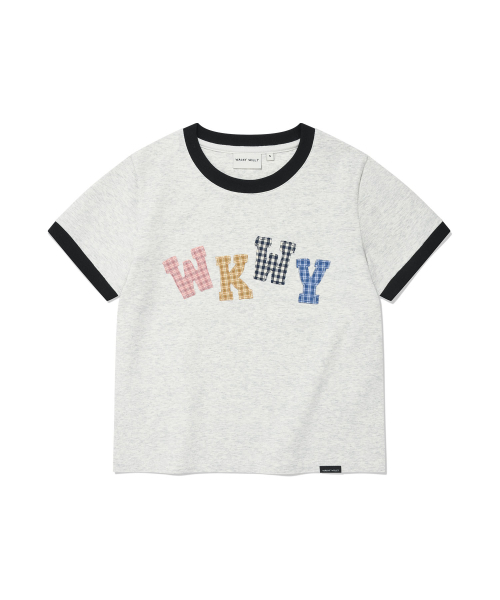 Wacky WiLLy(ワッキーウィリー)の「ウィメンズスリムベイビーフィットリンガー半袖Tシャツライトグレー(Tシャツ/カットソー・レディース・その他・SMALL/MEDIUM)」の1枚目の写真