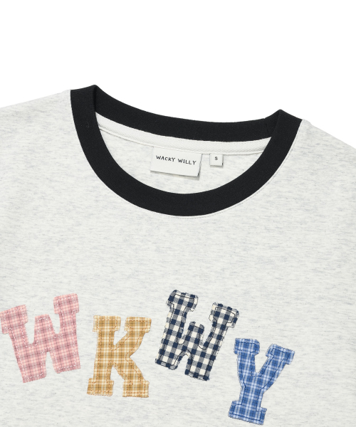 Wacky WiLLy(ワッキーウィリー)の「ウィメンズスリムベイビーフィットリンガー半袖Tシャツライトグレー(Tシャツ/カットソー・レディース・その他・SMALL/MEDIUM)」の3枚目の写真