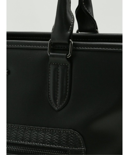 m.f.editorial（エムエフエディトリアル）の「トート バッグ メンズ ビジネス 鞄 A4対応 クッションポケット 型押し 合成皮革 コンビ（トートバッグ・メンズ・ダークウッド/ブラック・FREE）」の11枚目の写真