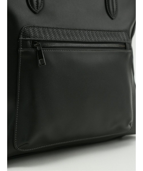 m.f.editorial（エムエフエディトリアル）の「トート バッグ メンズ ビジネス 鞄 A4対応 クッションポケット 型押し 合成皮革 コンビ（トートバッグ・メンズ・ダークウッド/ブラック・FREE）」の12枚目の写真