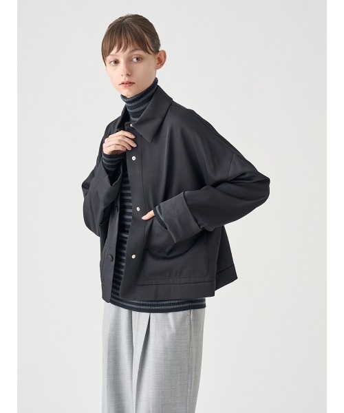 JOHN SMEDLEY（ジョンスメドレー）の「ナイロン混カバーオールジャケット（その他アウター・レディース・ブラック・F）」の3枚目の写真