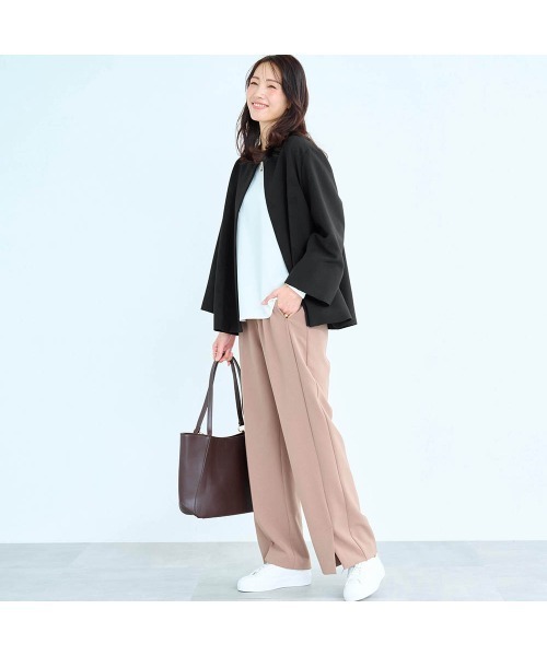 StyleNote(スタイルノート)の「2点セットこなれパンツスーツ【入卒・通勤】(丈が選べる)(セットアップ・レディース・ブラック/ネイビー/グレイッシュベージュ・3L2/S2/S1/LL2/LL1/L2/L1/M2/M1/3L1)」の6枚目の写真