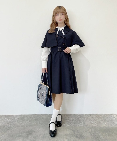 F i.n.t(フィント)の「レースフリル使い細リボンタイブラウス/fint フィント(シャツ/ブラウス・レディース・オフホワイト/ホワイト×ブラック/ピンクベージュ・FREE)」の8枚目の写真