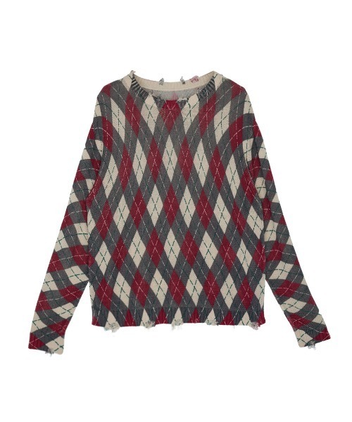 Ameri(アメリ)の「CHILL ARGYLE KNIT TOP(ニット/セーター・レディース・ブルー/レッド・FREE)」の2枚目の写真