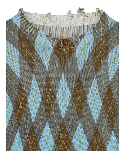 Ameri(アメリ)の「CHILL ARGYLE KNIT TOP(ニット/セーター・レディース・ブルー/レッド・FREE)」の7枚目の写真