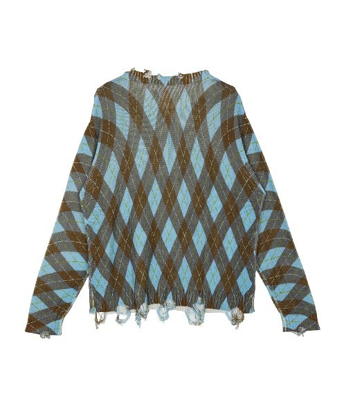 Ameri(アメリ)の「CHILL ARGYLE KNIT TOP(ニット/セーター・レディース・ブルー/レッド・FREE)」の4枚目の写真