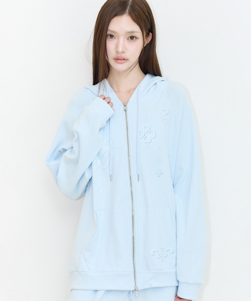 ILLIGO(イリゴ)の「オーナメント ワッフル フード ジップアップ ブルー(パーカー・レディース・その他・SMALL/MEDIUM)」の2枚目の写真