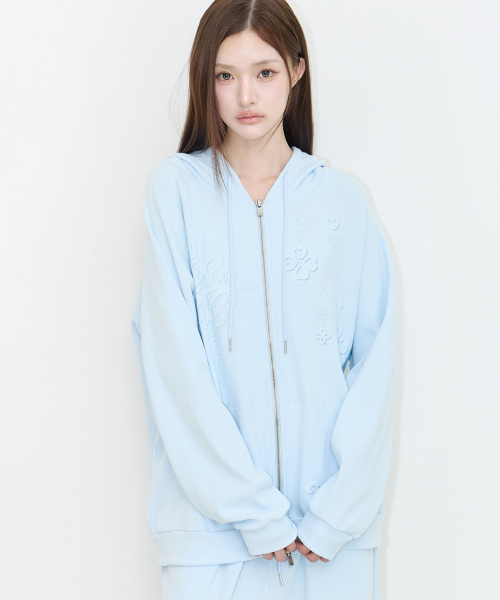 ILLIGO(イリゴ)の「オーナメント ワッフル フード ジップアップ ブルー(パーカー・レディース・その他・SMALL/MEDIUM)」の3枚目の写真