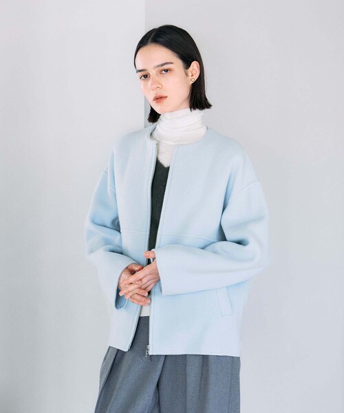 N.O.R.C（ノーク）の「ウールメルトンジップミドルリバーコート（その他アウター・レディース・ライトベージュ/キャメル/サックスブルー/ブラック・フリー）」の16枚目の写真