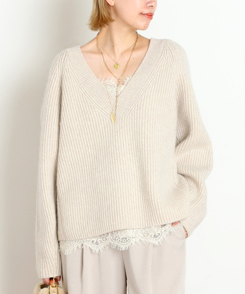 AP STUDIO(エーピーストゥディオ)の「【LIBERADD/リベラド】V-NECK KNIT(ニット/セーター・レディース・アイボリー/ベージュ/チャコールグレー・FREE)」の21枚目の写真