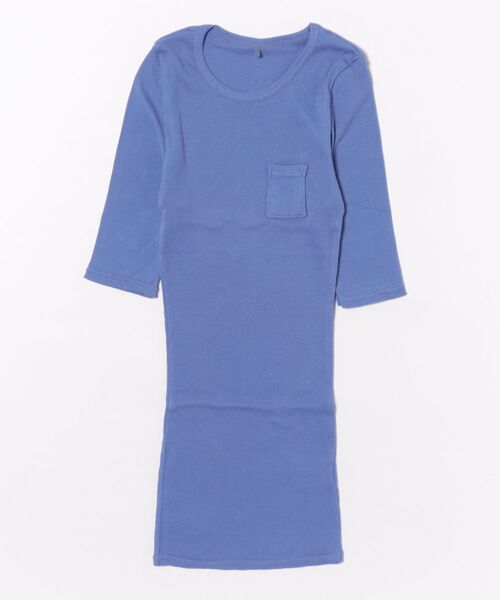 OLD BETTY'S（オールドベティーズ）の「ALOHA Cotton Rib Pocket T-shirts/コットンリブポケット５分袖Tシャツ（Tシャツ/カットソー・レディース・キナリ/サンドベージュ/ネイビー/ラベンダー/ボルドー/アイボリー/ブラック・FREE）」の6枚目の写真