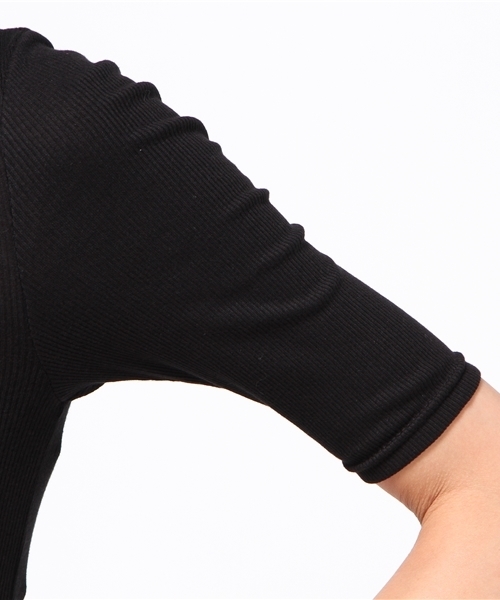 OLD BETTY'S（オールドベティーズ）の「ALOHA Cotton Rib Pocket T-shirts/コットンリブポケット５分袖Tシャツ（Tシャツ/カットソー・レディース・キナリ/サンドベージュ/ネイビー/ラベンダー/ボルドー/アイボリー/ブラック・FREE）」の10枚目の写真