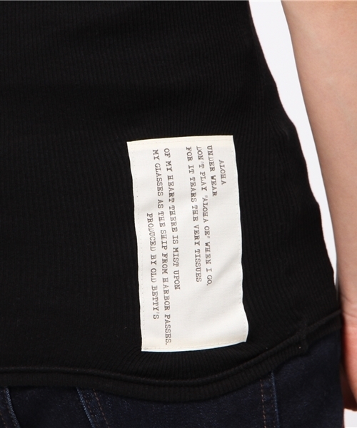 OLD BETTY'S（オールドベティーズ）の「ALOHA Cotton Rib Pocket T-shirts/コットンリブポケット５分袖Tシャツ（Tシャツ/カットソー・レディース・キナリ/サンドベージュ/ネイビー/ラベンダー/ボルドー/アイボリー/ブラック・FREE）」の16枚目の写真