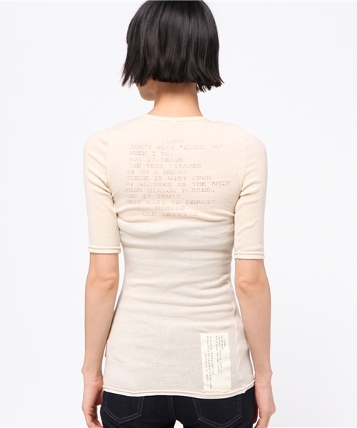 OLD BETTY'S（オールドベティーズ）の「ALOHA Cotton Rib Pocket T-shirts/コットンリブポケット５分袖Tシャツ（Tシャツ/カットソー・レディース・キナリ/サンドベージュ/ネイビー/ラベンダー/ボルドー/アイボリー/ブラック・FREE）」の18枚目の写真