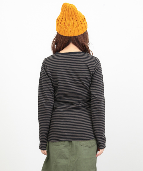 CUBE SUGAR（キューブシュガー）の「32/-ショートスラブ 先染めボーダー クルーネック長袖（Tシャツ/カットソー・レディース・ブラック/その他/トップグレー/ネイビー/その他1/その他2・M）」の16枚目の写真