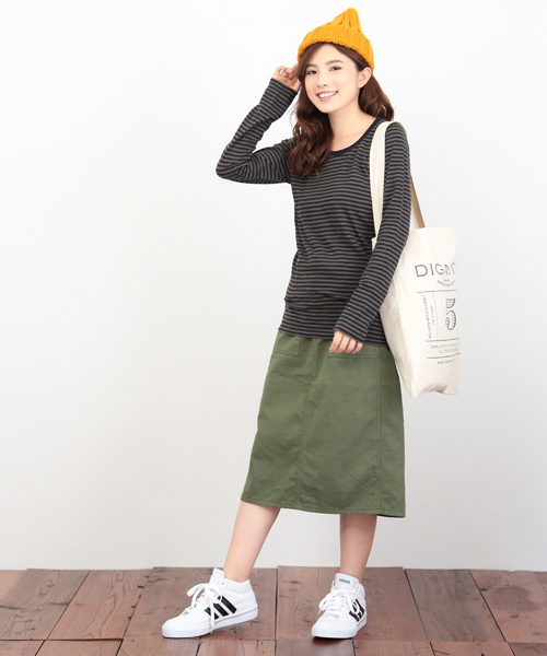 CUBE SUGAR（キューブシュガー）の「32/-ショートスラブ 先染めボーダー クルーネック長袖（Tシャツ/カットソー・レディース・ブラック/その他/トップグレー/ネイビー/その他1/その他2・M）」の18枚目の写真