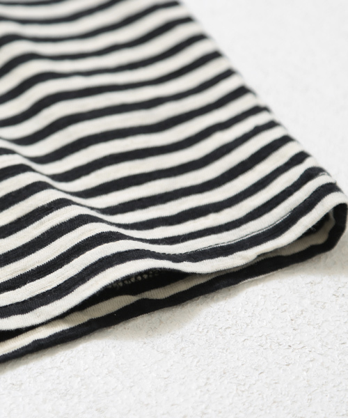 CUBE SUGAR（キューブシュガー）の「32/-ショートスラブ 先染めボーダー クルーネック長袖（Tシャツ/カットソー・レディース・ブラック/その他/トップグレー/ネイビー/その他1/その他2・M）」の19枚目の写真