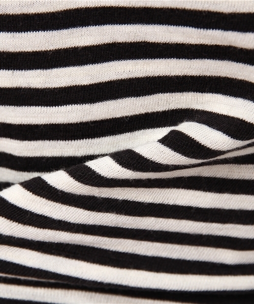 CUBE SUGAR（キューブシュガー）の「32/-ショートスラブ 先染めボーダー クルーネック長袖（Tシャツ/カットソー・レディース・ブラック/その他/トップグレー/ネイビー/その他1/その他2・M）」の12枚目の写真