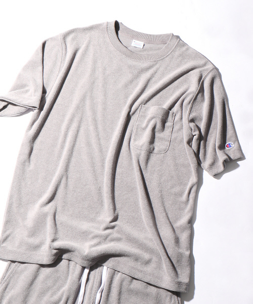 Champion（チャンピオン）の「【別注】CHAMPIONパイルTシャツ（Tシャツ/カットソー・メンズ・ネイビー/ホワイト/グレー・44/46/48）」の3枚目の写真