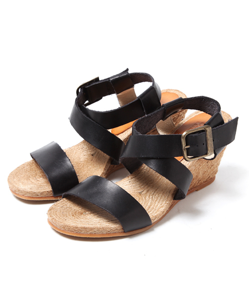 GAIMO（ガイモ）の「★★GAIMO:クロス ベルテッド ウエッジ（サンダル・レディース・ブラック/キャメル・35/36/37/38）」の2枚目の写真