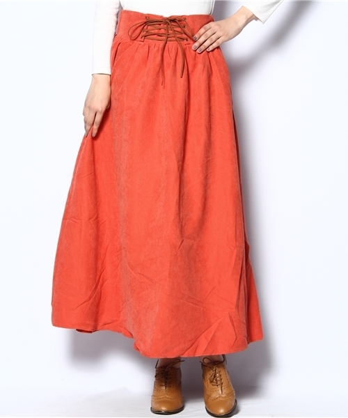 CIAOPANIC（チャオパニック）の「レースアップマキシSK（スカート・レディース・キャメル/レッド/ブラウン・FREE）」の3枚目の写真