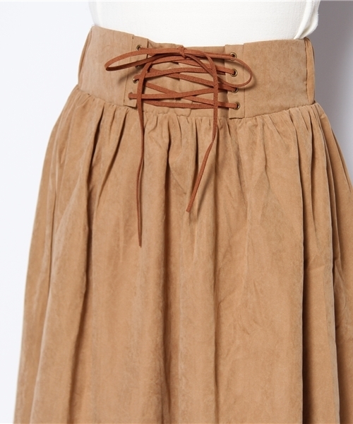 CIAOPANIC（チャオパニック）の「レースアップマキシSK（スカート・レディース・キャメル/レッド/ブラウン・FREE）」の5枚目の写真