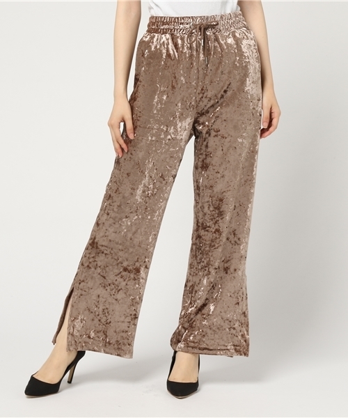 WEGO（ウィゴー）の「WEGO/クラッシュベロアスリットワイドパンツ（その他パンツ・レディース・ピンク/ライトブラウン/ブラック系その他/ブラック・FREE）」の15枚目の写真