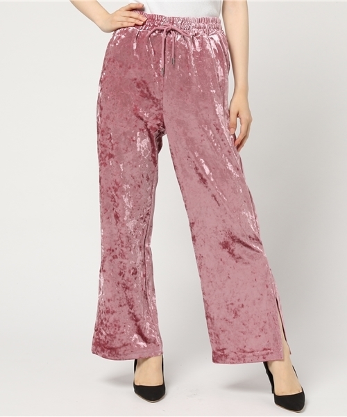 WEGO（ウィゴー）の「WEGO/クラッシュベロアスリットワイドパンツ（その他パンツ・レディース・ピンク/ライトブラウン/ブラック系その他/ブラック・FREE）」の14枚目の写真