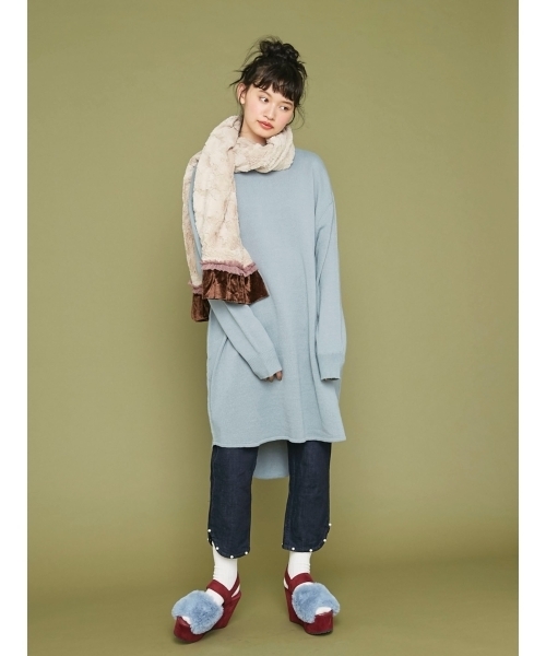 merry jenny（メリージェニー）の「ラウンドカットニットワンピース（ワンピース・レディース・オフホワイト/ブラック/レッド/ピンク/ライトブルー・FREE）」の4枚目の写真