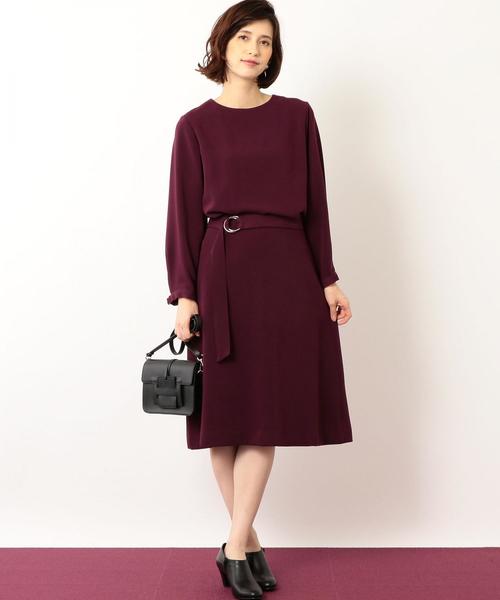 green label relaxing（グリーンレーベルリラクシング）の「RF ベルト セットアップワンピース ◆（ワンピース・レディース・ワインレッド/オリーブ/ネイビー・36/38）」の3枚目の写真