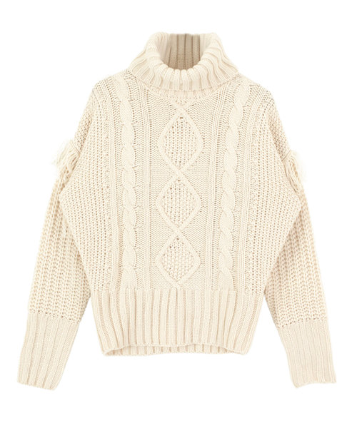 titivate（ティティベイト）の「3ｹﾞｰｼﾞｹｰﾌﾞﾙﾆｯﾄﾌﾟﾙｵｰﾊﾞｰ（ニット/セーター・レディース・ホワイト/ブラック/ブラウン・M）」の7枚目の写真