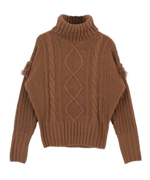 titivate（ティティベイト）の「3ｹﾞｰｼﾞｹｰﾌﾞﾙﾆｯﾄﾌﾟﾙｵｰﾊﾞｰ（ニット/セーター・レディース・ホワイト/ブラック/ブラウン・M）」の14枚目の写真