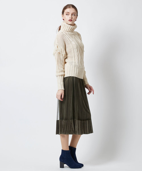 titivate（ティティベイト）の「3ｹﾞｰｼﾞｹｰﾌﾞﾙﾆｯﾄﾌﾟﾙｵｰﾊﾞｰ（ニット/セーター・レディース・ホワイト/ブラック/ブラウン・M）」の10枚目の写真