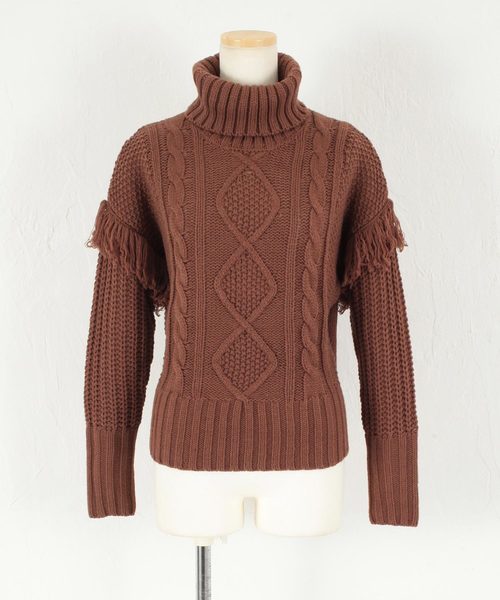 titivate（ティティベイト）の「3ｹﾞｰｼﾞｹｰﾌﾞﾙﾆｯﾄﾌﾟﾙｵｰﾊﾞｰ（ニット/セーター・レディース・ホワイト/ブラック/ブラウン・M）」の9枚目の写真