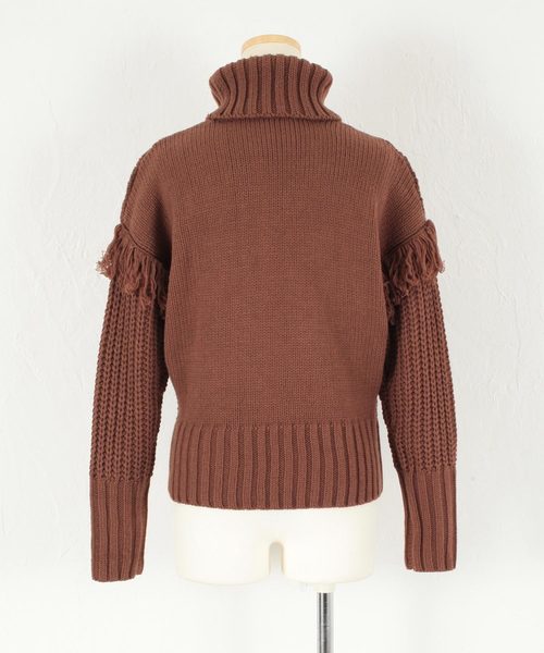 titivate（ティティベイト）の「3ｹﾞｰｼﾞｹｰﾌﾞﾙﾆｯﾄﾌﾟﾙｵｰﾊﾞｰ（ニット/セーター・レディース・ホワイト/ブラック/ブラウン・M）」の5枚目の写真