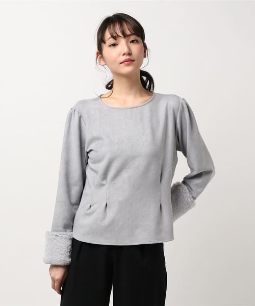 GeeRA（ジーラ）の「クリーミーフェイクスエード素材トップス（Tシャツ/カットソー・レディース・ベージュ/グレー/モカ・MEDIUM/LARGE）」の6枚目の写真