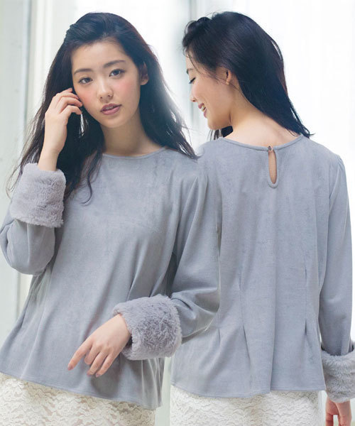 GeeRA（ジーラ）の「クリーミーフェイクスエード素材トップス（Tシャツ/カットソー・レディース・ベージュ/グレー/モカ・MEDIUM/LARGE）」の9枚目の写真