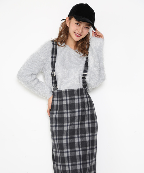 FREE'S MART(フリーズマート)の「ペンシルチェックジャンスカ(ジャンパースカート・レディース・グレー系その他/ベージュ系その他・FREE)」の14枚目の写真