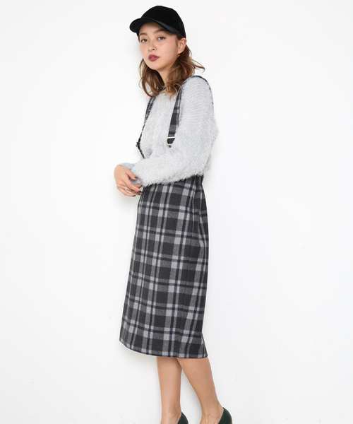 FREE'S MART(フリーズマート)の「ペンシルチェックジャンスカ(ジャンパースカート・レディース・グレー系その他/ベージュ系その他・FREE)」の16枚目の写真